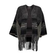 Elegant Poncho Shawl Geisha , Black , Dames