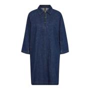 Denim Jurk met 70's Stijl MOS Mosh , Blue , Dames