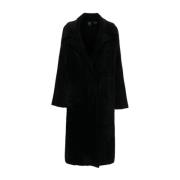 Faux-Fur Notched Lapel Coat Pinko , Black , Dames