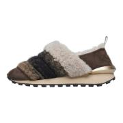 Suede and wool sneakers Qwark Slip FUR Woman Voile Blanche , Multicolo...