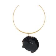 Vergulde Agaat Choker Ketting Malababa , Black , Dames