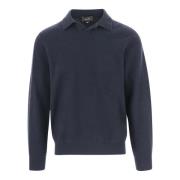 Kasjmier Pullover Polo Kraag Navy Vince , Blue , Heren