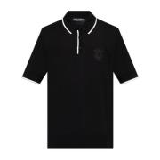 Katoenen polo met logo Dolce & Gabbana , Black , Heren