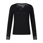 Mesh Inzet Lange Mouw Shirt Marc Cain , Black , Dames