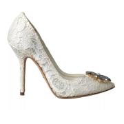 Kristallen kanten pumps met versieringen Dolce & Gabbana , White , Dam...