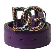 Paars Leren Logo Riem Dolce & Gabbana , Purple , Dames