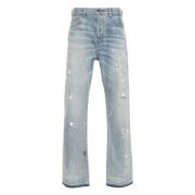 Blauwe Distressed Verfspatten Jeans Amiri , Blue , Heren