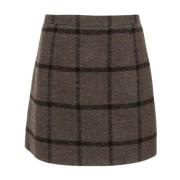 Geruite Patroon Wollen Rok Patou , Brown , Dames