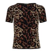 Leopard Print Crew Neck Top Blumarine , Multicolor , Dames