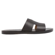 Pre-owned Leather sandals Hermès Vintage , Black , Heren