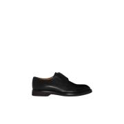 Handgeverfde Leren Derby Schoen Kiton , Black , Heren