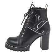 Pre-owned Leather boots Louis Vuitton Vintage , Black , Dames