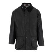 Gewaxte Katoenen Jas met Fluwelen Kraag Barbour , Black , Heren