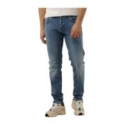 Regular Tapered Medium Indigo Wash Jeans Cast Iron , Blue , Heren