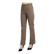 Bruine Katoenen Hoge Taille Broek Rits Bencivenga , Brown , Dames