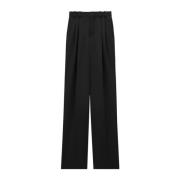 Losse Satijnen Broek Saint Laurent , Black , Dames