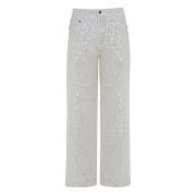 Pailletapplicatie Witte Jeans P.a.r.o.s.h. , White , Dames