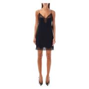 Zwart Kant Lingerie Mini Jurk Saint Laurent , Black , Dames