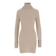 Beige Wol Kasjmier Gebreide Jurk Blumarine , Beige , Dames