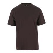 Katoenen Crew Neck T-shirt Logo Detail Giorgio Armani , Brown , Heren