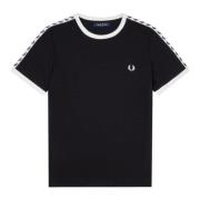 Zwarte Gestreepte Schouder T-shirt Fred Perry , Black , Heren