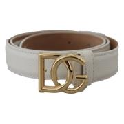 Wit Leren Logo Gesp Riem Vrouwen Dolce & Gabbana , White , Dames