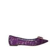 Paarse Kant Kristal Loafers Schoenen Dolce & Gabbana , Purple , Dames