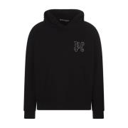 Zwarte Katoenen Hoodie met PA Monogram Palm Angels , Black , Heren