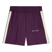 Paarse Shorts met Ecru Zijstrepen Palm Angels , Purple , Heren