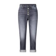 Stijlvolle Capri Jeans met Speciale Knopen Dondup , Gray , Dames