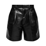 Geplooide Leren Shorts Anine Bing , Black , Dames