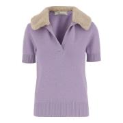 Wol Kasjmier Poloshirt Lila Blumarine , Purple , Dames