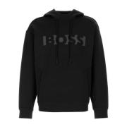 Stretch Katoen Blend Sweatshirt Boss , Black , Heren