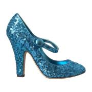 Blauwe Sequin Mary Jane Pumps Dolce & Gabbana , Blue , Dames