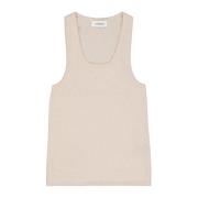 Wollen Crew Neck Tank Top Laneus , Beige , Dames