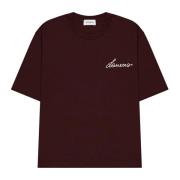 Comfortabele Boxy T-shirt met geborduurd logo Laneus , Brown , Unisex