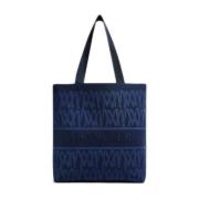 Blauwe Jacquard Tote Tas Moncler , Blue , Heren