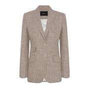 Wollen Glen Plaid Blazer Kiton , Beige , Dames