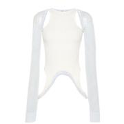 Zwarte Gebreide Crew Neck Top Off White , White , Dames