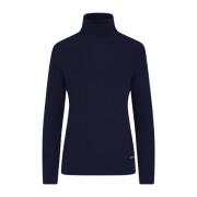 Kasjmier Zijde Polo Hals Trui Kiton , Blue , Dames