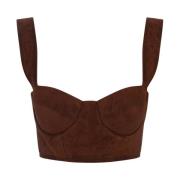 Bruin Suède Crop Top met Sweetheart Halslijn Ermanno Scervino , Brown ...