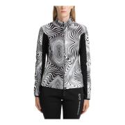 Abstract Multicolor Rits-Sweatshirt Emporio Armani EA7 , White , Dames