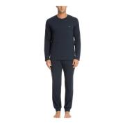 Effen Elastische Taille Pyjama Emporio Armani , Blue , Heren