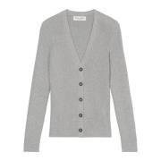 Ribgebreide V-hals cardigan slim Marc O'Polo , Gray , Dames