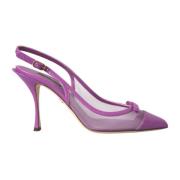 Paarse Leren Mesh Slingback Hakken Dolce & Gabbana , Purple , Dames