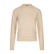 Witte Merinowol Ronde Hals Trui Jil Sander , White , Dames