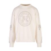 Witte Crewneck Sweatshirt met Studded Logo Palm Angels , White , Heren