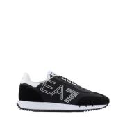 Zwarte Casual Textiel Sneakers met 3cm Rubberen Zool Emporio Armani EA...