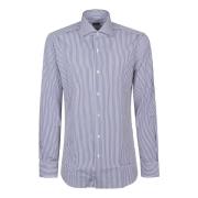 Klassieke Hals Shirt Barba Napoli , Blue , Heren