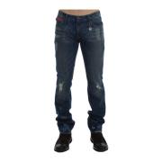 Blauw Gewassen Slim Fit Jeans Costume National , Blue , Heren